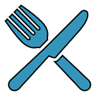 Fork and knife with solid fill